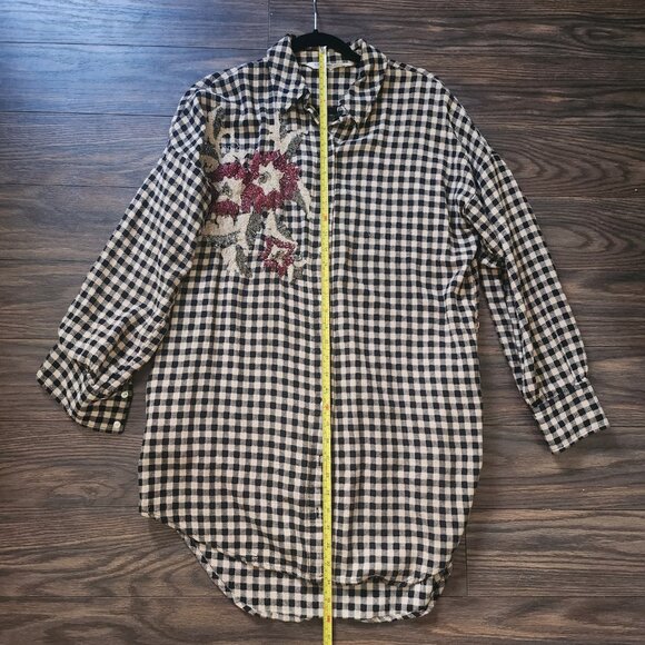 Zara Basic Tunic Dress Long Sleeve Button Down Pockets - Size L - Picture 3 of 6